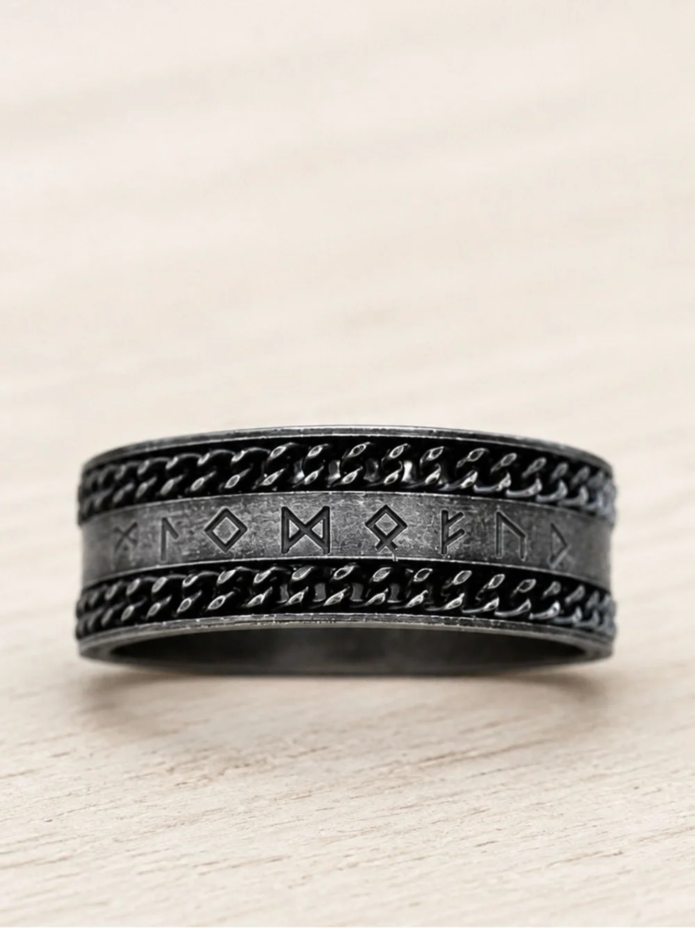Stainless steel rune ring size 11